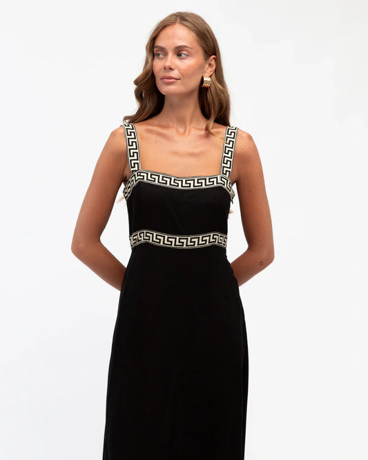 Hot Property Motif Border Maxi Dress Black