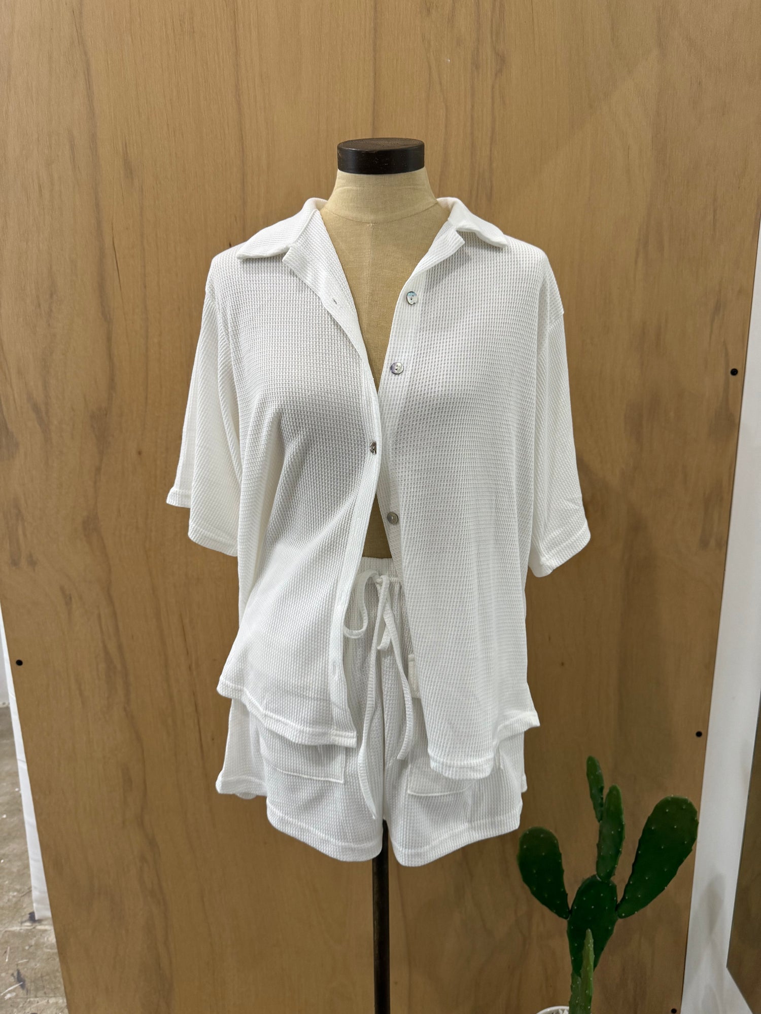 By Frankie Waffle Knit Set – White