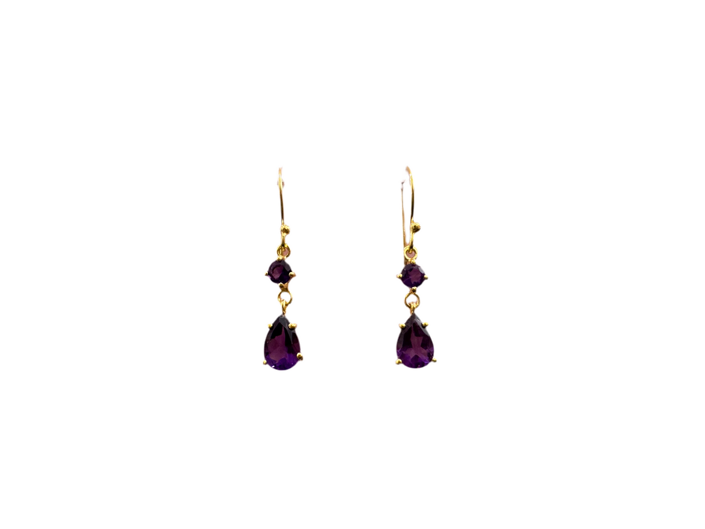 Delilah Drop Earrings - Amethyst Gemstone Gold