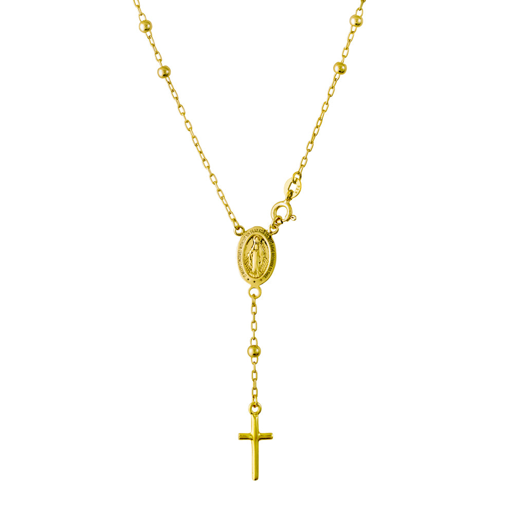 Sterling Silver Gold Plated Rosary Necklace