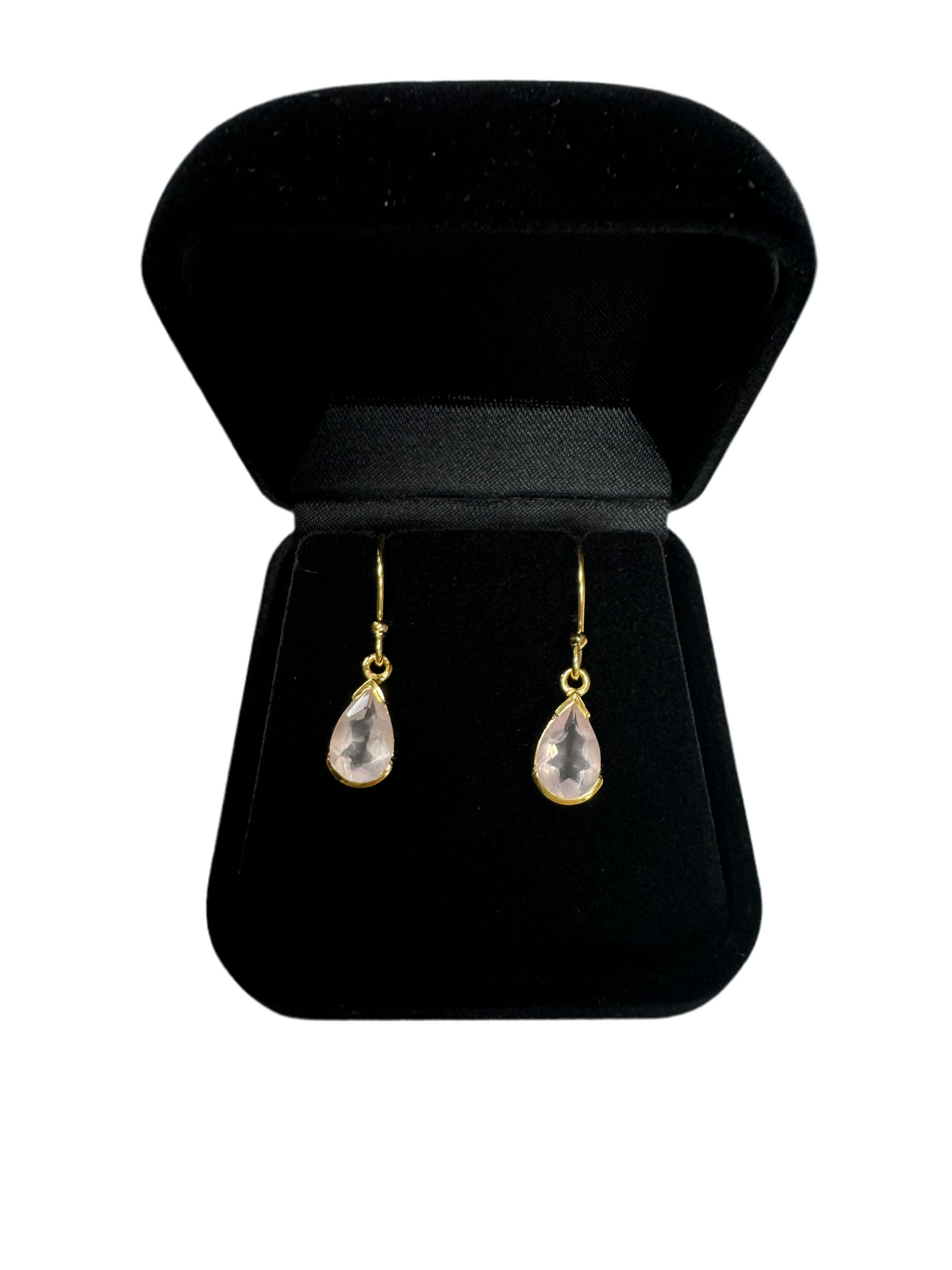 Laila Drop Earrings - Rose Quartz Gemstone Gold