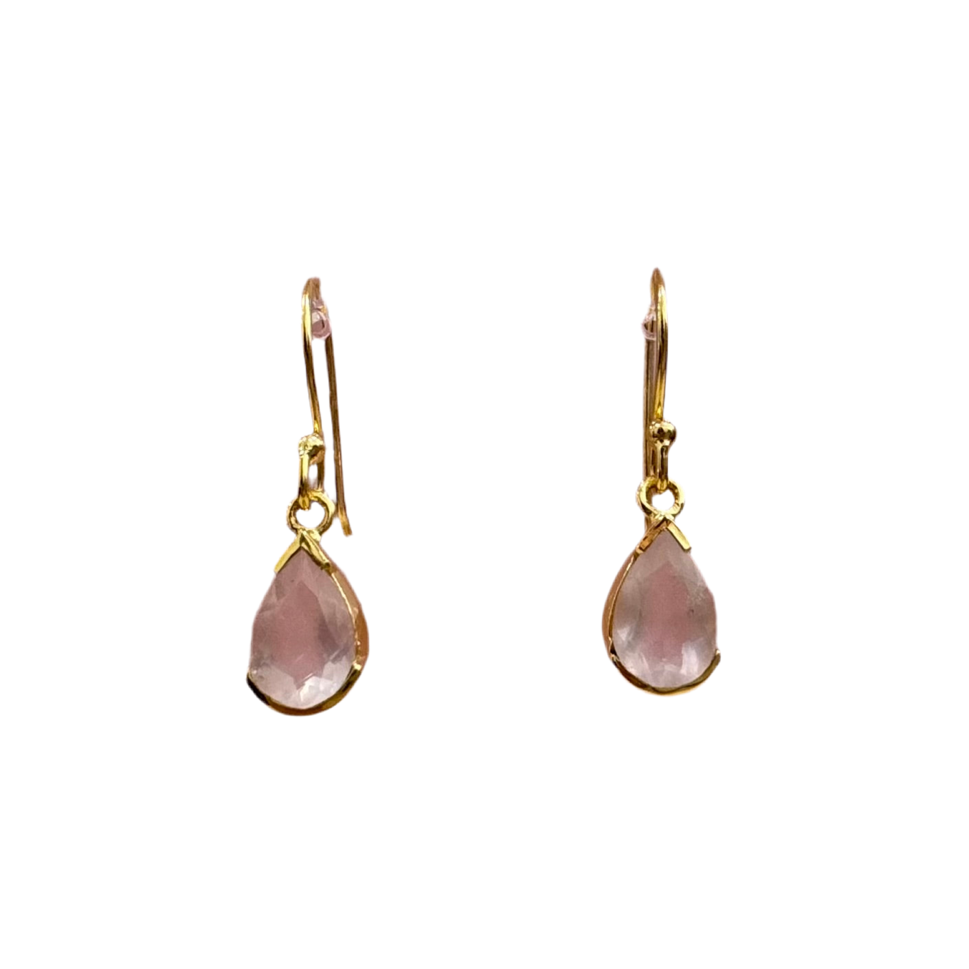 Laila Drop Earrings - Rose Quartz Gemstone Gold