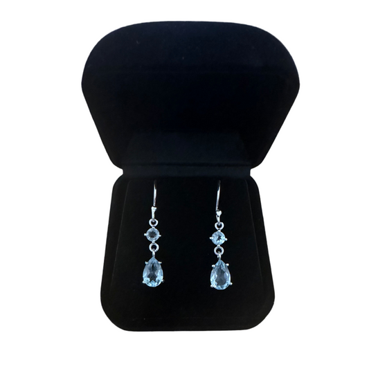 Delilah Drop Earrings - Blue Topaz Gemstone Silver