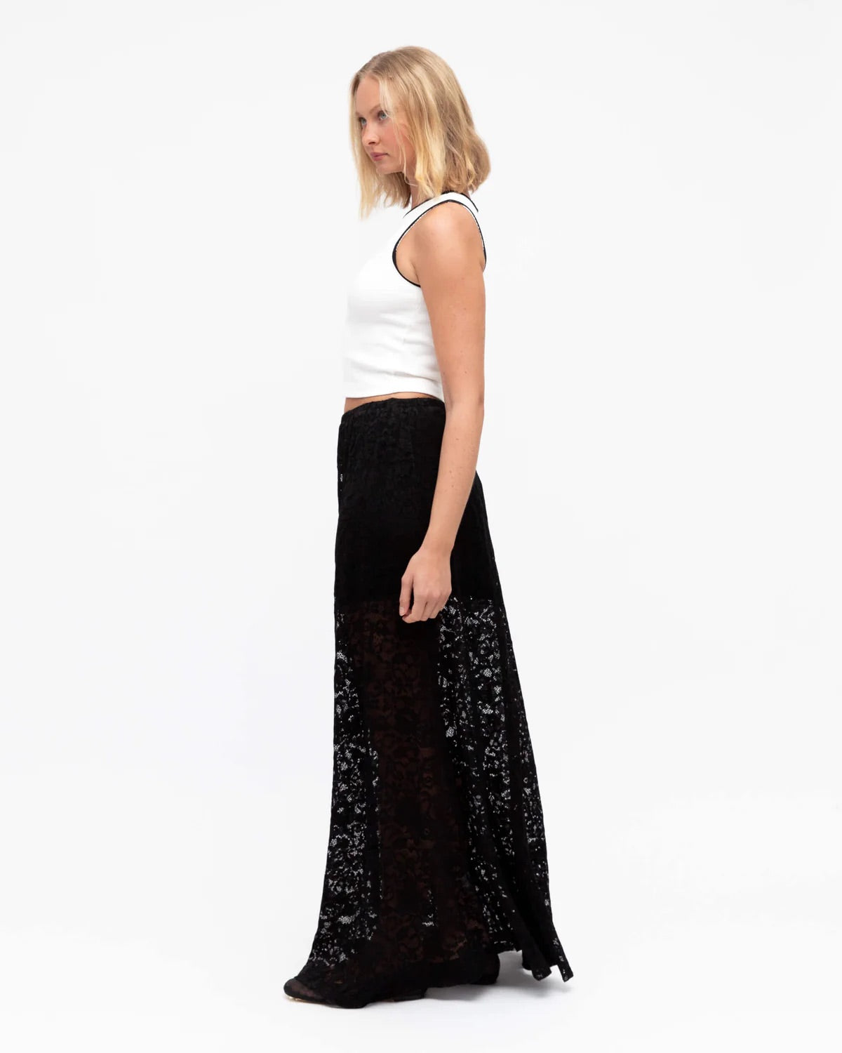 Paper Heart - Black Lace Column Max Skirt