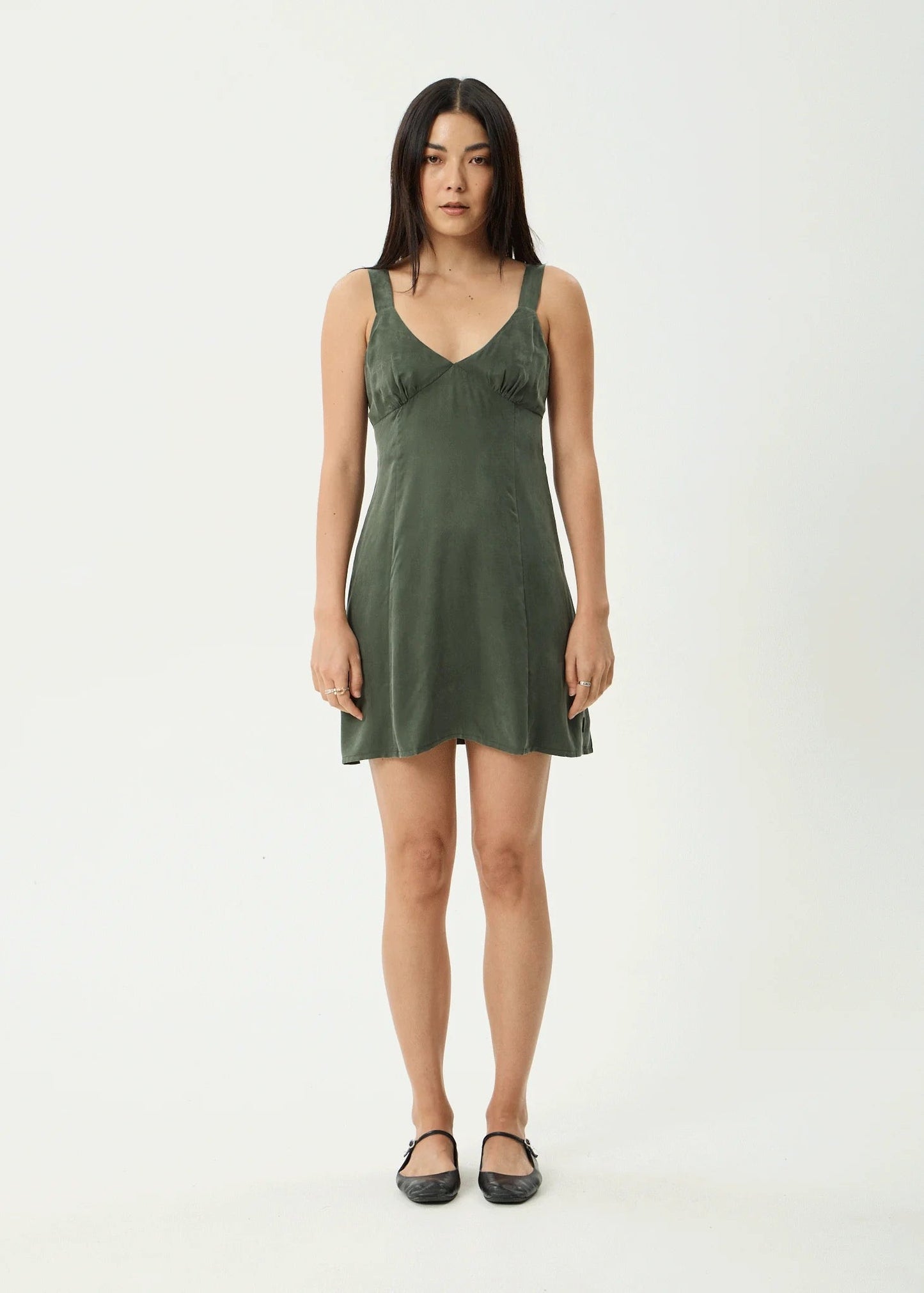 Afends Gerry Cupro Mini Dress - Deep Green