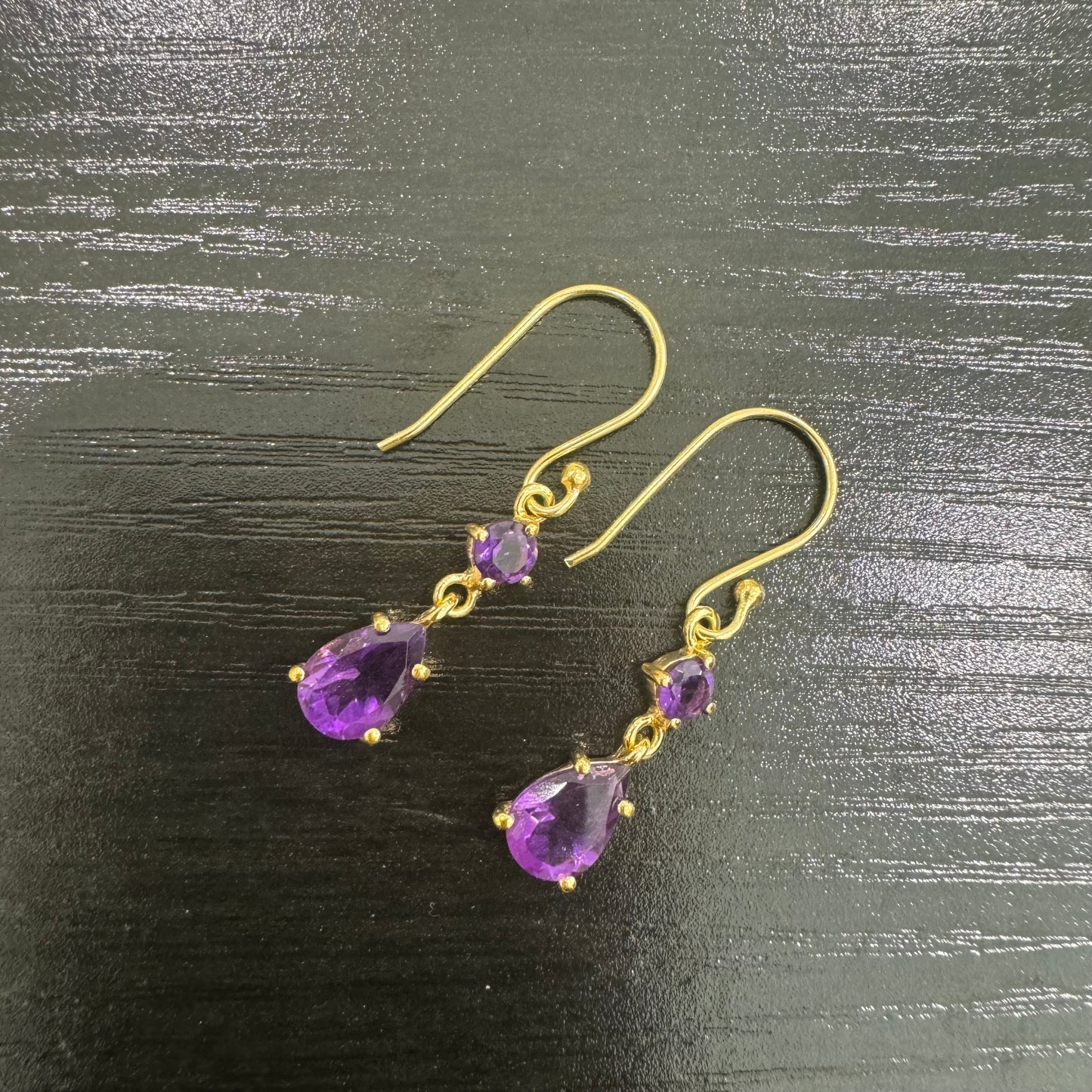 Delilah Drop Earrings - Amethyst Gemstone Gold