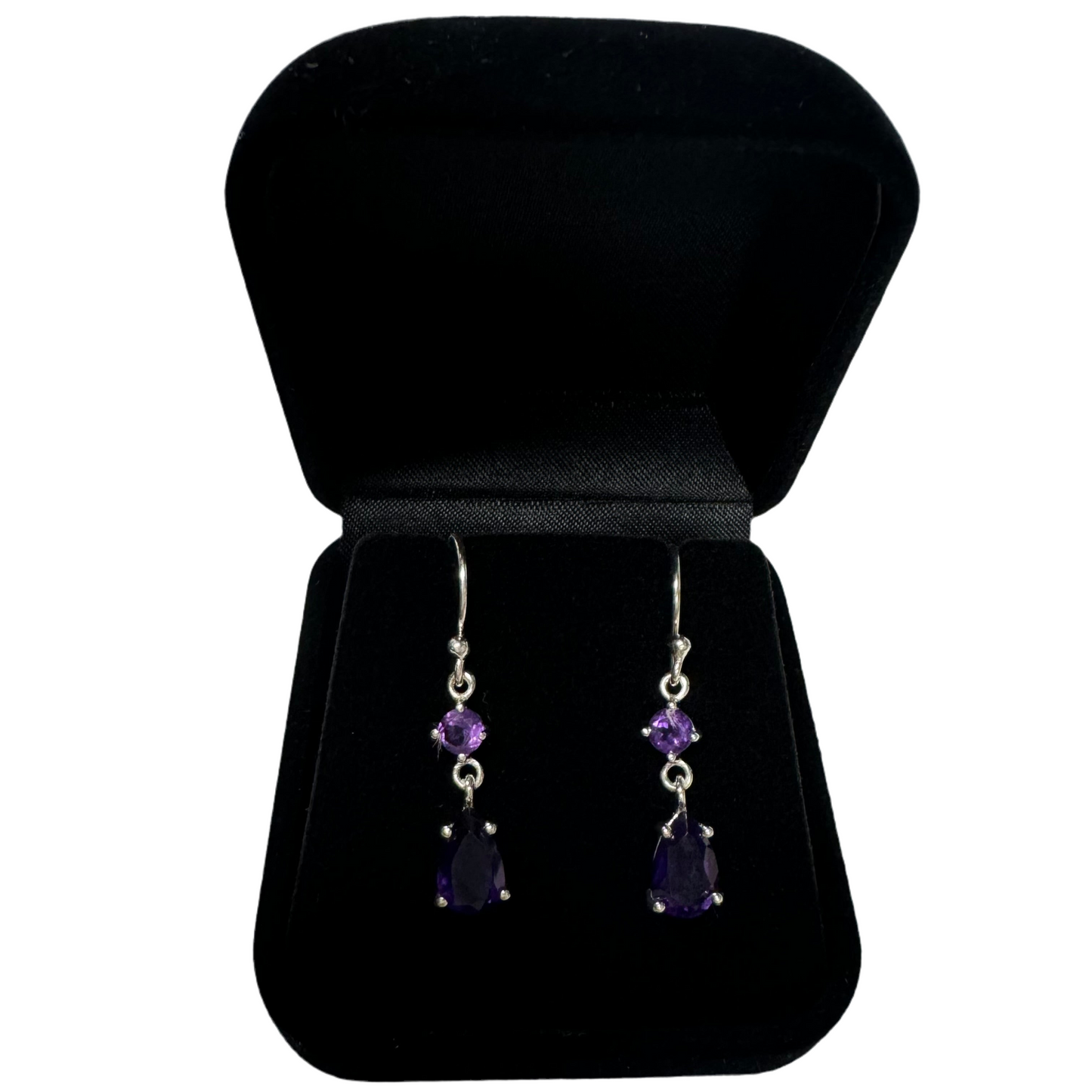 Delilah Drop Earrings - Amethyst Gemstone Silver