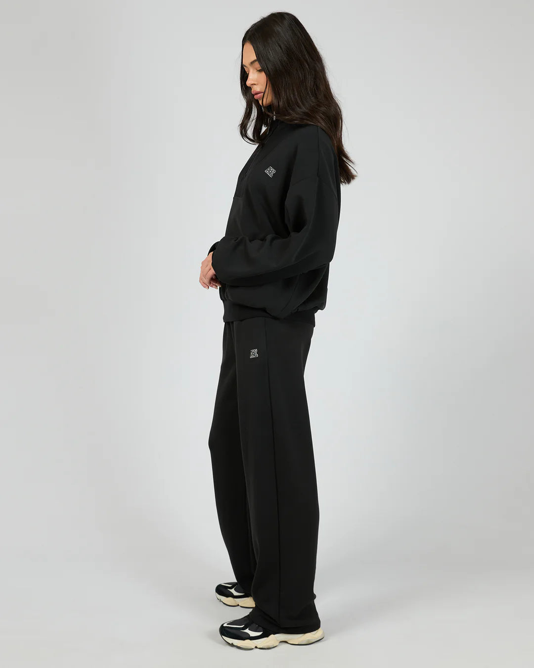 Oversized Luxe Active 1/4 Zip Black