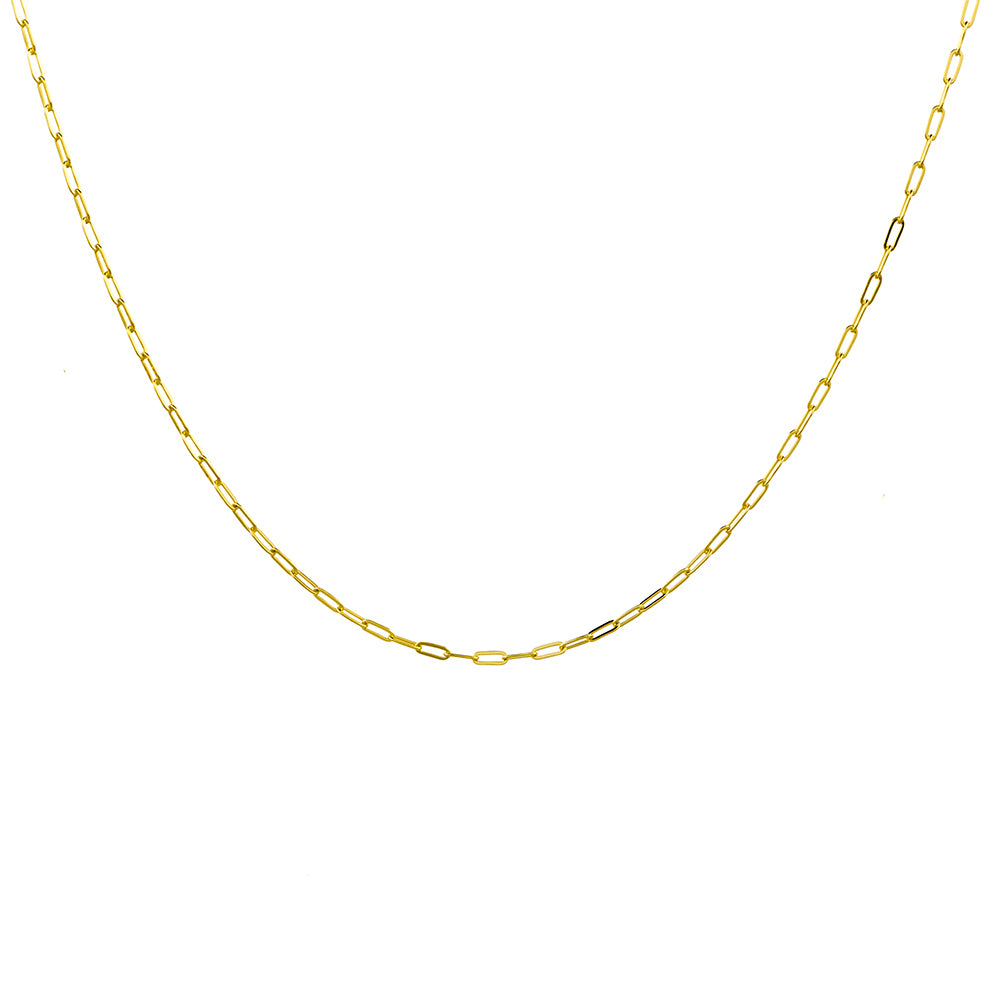 Paperclip 2mm Chain Necklace Gold